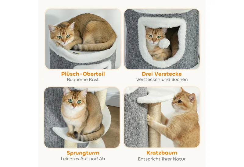 Cat Tree-Spaanplaat, Polyester-50L x 36B x 101H cm-Grijs by PawHut in Grey – product photo 5 of 5