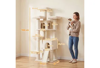 Cat Tree-Spanplatte, Plüsch-59L x 49B x 184H cm-Beige von PawHut – Produktfoto 3 von 5
