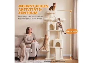 Cat Tree-Spanplatte, Plüsch-59L x 49B x 184H cm-Beige von PawHut – Produktfoto 4 von 5