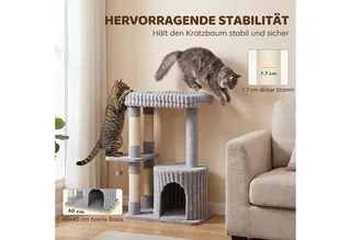 Cat Tree-Spanplatte, Plüsch-60 x 40 x 93 cm-Grau by PawHut in Grey, Beige – product photo 5 of 5