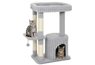 Cat Tree-Spanplatte, Plüsch-60 x 40 x 93 cm-Grau by PawHut in Grey, Beige – product photo 2 of 5