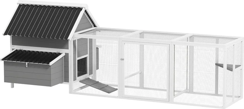 Chicken Coop-Sparrenhout, Kunststof-283L x 133,5B x 112H cm-Grijs by PawHut in Grey – product photo