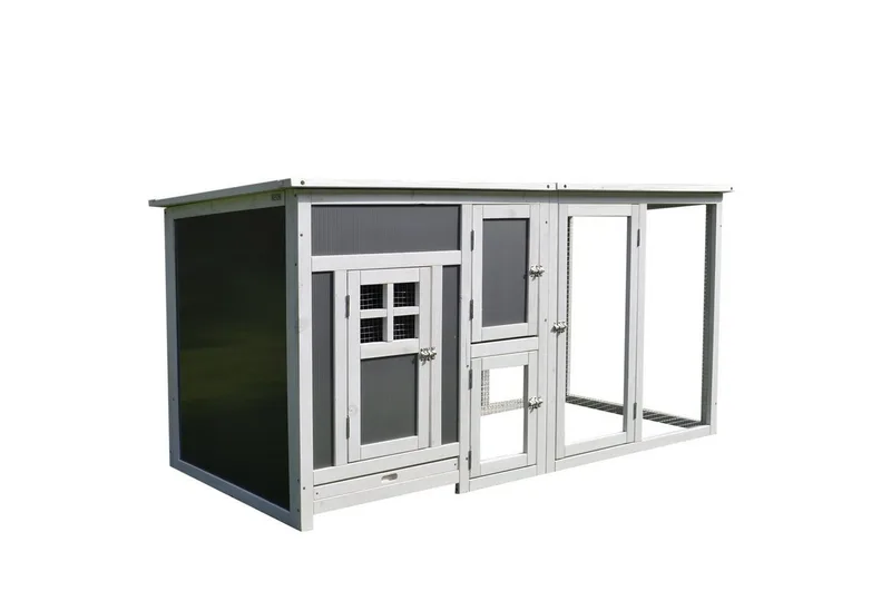 Chicken Coop Tanne 160L x 75B x 80H cm Grau+Weiß från PawHut i Grijs + wit – produktbild 2 av 5