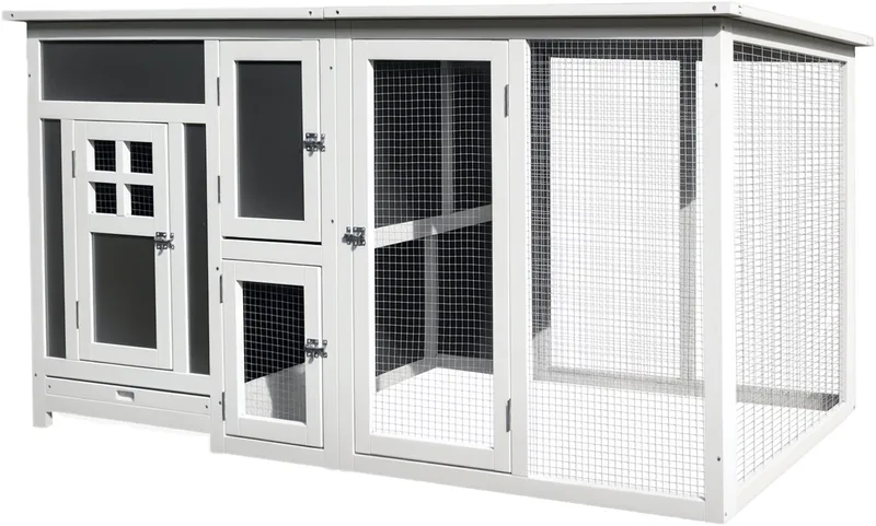 Chicken Coop Tanne 160L x 75B x 80H cm Grau+Weiß från PawHut i Grijs + wit – produktbild 1 av 5