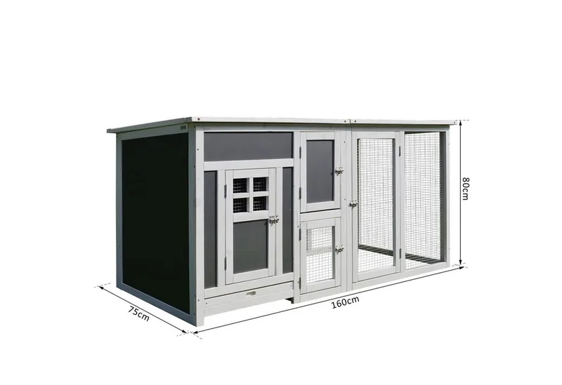 Chicken Coop Tanne 160L x 75B x 80H cm Grau+Weiß från PawHut i Grijs + wit – produktbild 5 av 5