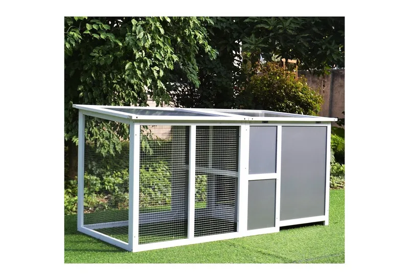 Chicken Coop Tanne 160L x 75B x 80H cm Grau+Weiß från PawHut i Grijs + wit – produktbild 4 av 5