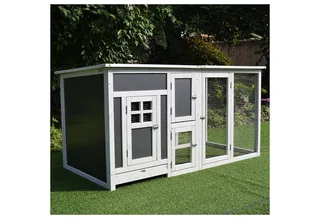 Chicken Coop Tanne 160L x 75B x 80H cm Grau+Weiß från PawHut i Grijs + wit – produktbild 3 av 5