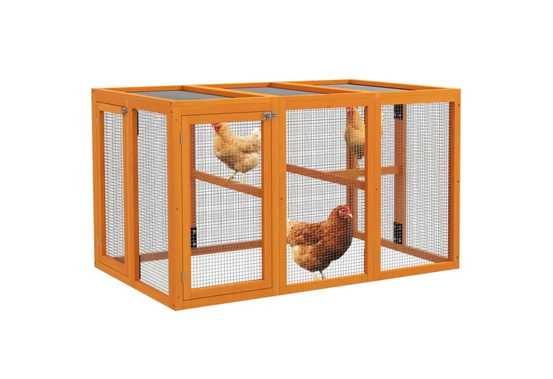 Chicken Coop-Vurenhout-140L x 84,5B x 80,5H cm-Oranje de PawHut en Orange – photo produit 2 sur 5