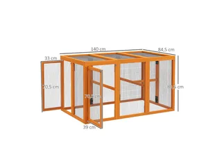 Chicken Coop-Vurenhout-140L x 84,5B x 80,5H cm-Oranje de PawHut en Orange – photo produit 3 sur 5