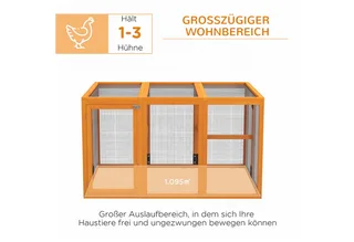 Chicken Coop-Vurenhout-140L x 84,5B x 80,5H cm-Oranje de PawHut en Orange – photo produit 4 sur 5