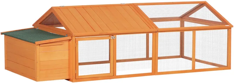 Chicken Coop-Vurenhout, Metaal-240L x 112,5B x 76H cm-Oranje de PawHut en Orange – photo produit