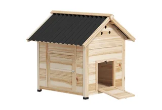 Entenstall aus Holz Entenhaus mit Kippdach Geflügelstall mit Doppeltür, Hühnerhaus mit herausnehmbarem Boden Gänsestall Hühnerstall fra PawHut i Naturholz – produktbillede 2 af 5