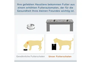 Erhöhter Hundenapf Futternapf mit 2 Näpfe Wassernapf 2 x 900ml Edelstahlnäpfen Fressnapf Futterstation Hundenäpfe für kleine Hunde Katzen de PawHut en Gris – photo produit 4 sur 5