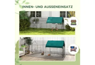 Freilaufgehege 220 x 85 x 103 cm Kleintiergehege mit Abdeckung, 4 Türen, Meerschweinchen Gehege für Kaninchen, Indoor, Outdoor, Stahl by PawHut in Green – product photo 5 of 5
