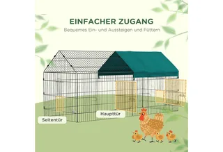 Freilaufgehege 220 x 85 x 103 cm Kleintiergehege mit Abdeckung, 4 Türen, Meerschweinchen Gehege für Kaninchen, Indoor, Outdoor, Stahl by PawHut in Green – product photo 4 of 5