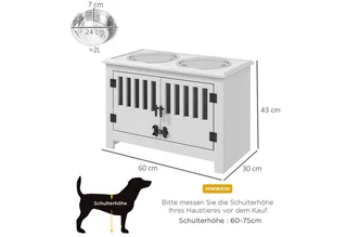 Futternapf, Erhöhtes Futterstation mit 2L Futterschale aus Edelstahl, Stauraum, Doppeltür mit Schloss, Hundebar für extra große Hunde by PawHut in White – product photo 3 of 5