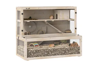 Hamster Cage-Dennenhout, Kunststof-100L x 50B x 84H cm-Natuurhout de PawHut en Naturel – photo produit 2 sur 5