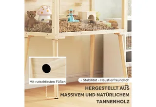 Hamster Cage-Dennenhout, Kunststof-110L x 52B x 101H cm-Natuurhout de PawHut en Natuurhout – photo produit 5 sur 5