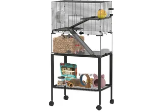 hamster cage - kooi - staal/kunststof - 77x49x130,5 cm de PawHut en Noir – photo produit 2 sur 5