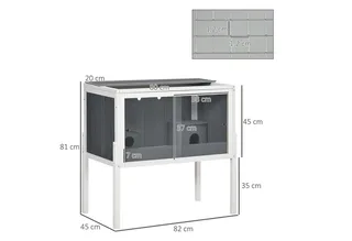 Hamsterkäfig aus Holz für Zwerghamster Nagerkäfig Kleintierkäfig mit 2 Hütten und Zubehör, groß Mäusekäfig Käfig 82 x 45 x 81 cm Grau de PawHut en Gris foncé – photo produit 3 sur 5