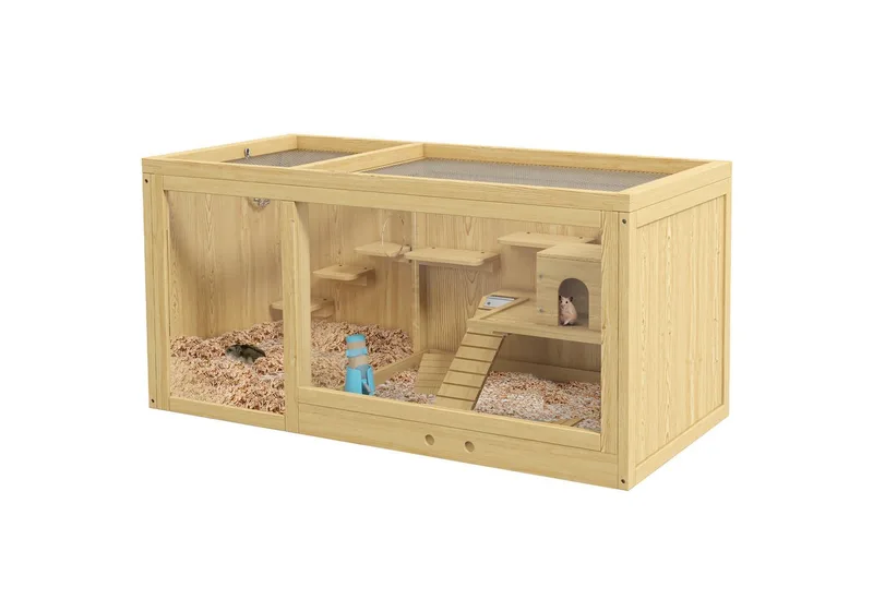 Hamsterkäfig mit mehreren Plattformen D51-429V00 by PawHut in Naturholz – product photo 2 of 5