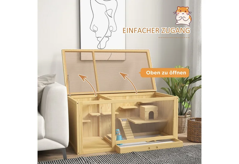 Hamsterkäfig mit mehreren Plattformen D51-429V00 by PawHut in Naturholz – product photo 5 of 5