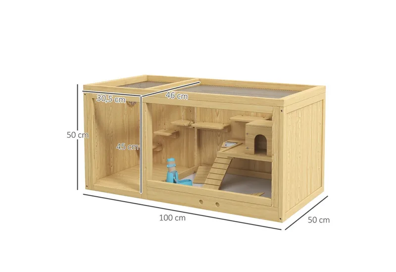 Hamsterkäfig mit mehreren Plattformen D51-429V00 by PawHut in Naturholz – product photo 3 of 5