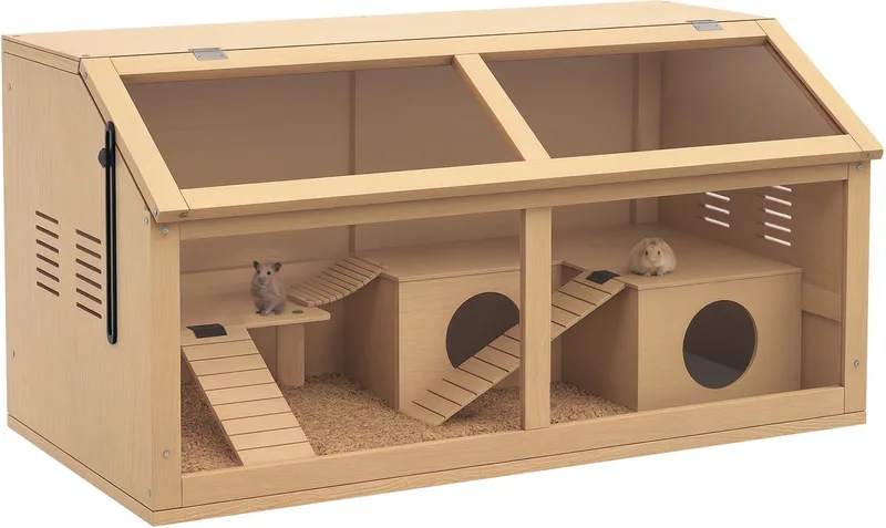 Hamsterkooi Dennenhout, Acryl 85L x 45B x 44H cm by PawHut in Natuurhout – product photo