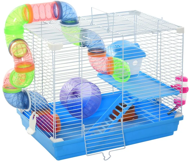Hamsterkooi - Metaal - 46x30x37cm by PawHut in Blue – product photo