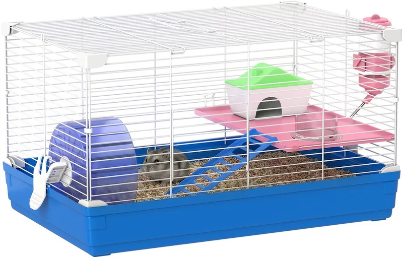 Hamsterkooi - Metaal - 47x30x27cm - Blauw von PawHut – Produktfoto