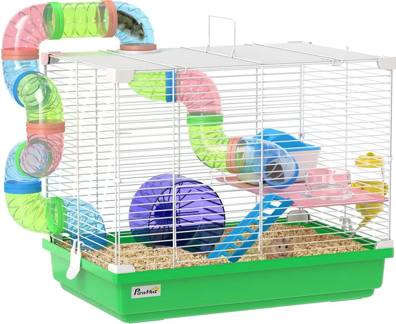 Hamsterkooi - Metaal, PP, PS - 46 x 30 x 37 cm - Groen de PawHut en Groente – photo produit
