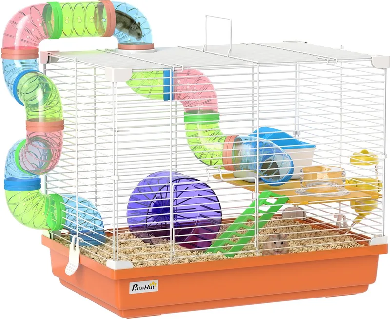 Hamsterkooi - Metaal, PP, PS - 46 x 30 x 37 cm by PawHut in Orange – product photo