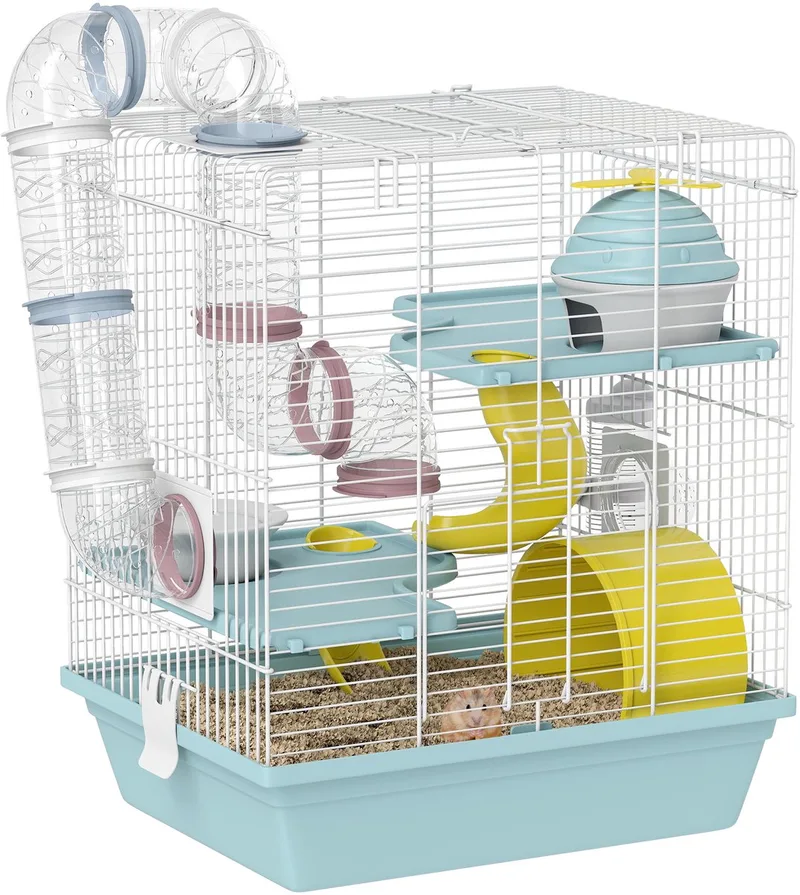 Hamsterkooi - Metaaldraad, kunststof - 34,5 x 27,5 x 41 cm by PawHut in Blue – product photo