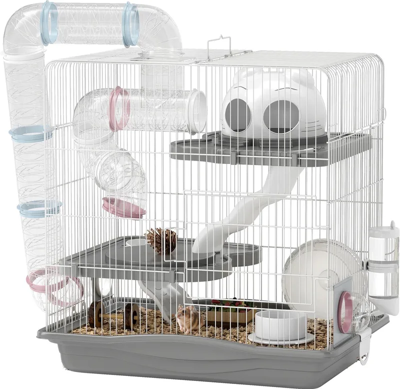 Hamsterkooi - Metaaldraad, kunststof - 45x30x45cm von PawHut in Grau – Produktfoto