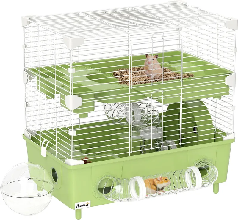 Hamsterkooi Staal 44,5x28x44cm de PawHut en Vert – photo produit