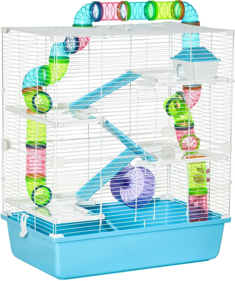 Hamsterkooi - Staal - 59x36x69cm - Blauw de PawHut – photo produit