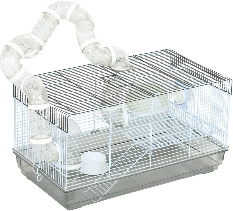 Hamsterkooi Staaldraad 58x32x31cm Grijs by PawHut in White – product photo