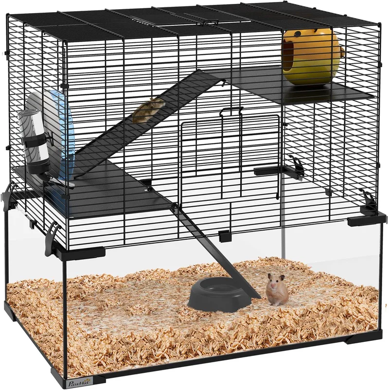 Hamsterkooi Staaldraad 60x40x54,5cm de PawHut en Noir – photo produit