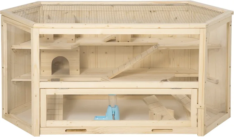 Hamsterkooi - Vurenhout - 115x60x55cm - Natuurlijk hout von PawHut – Produktfoto