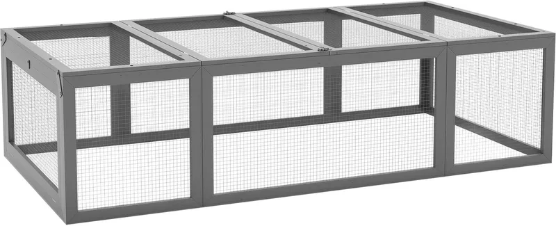 Hasenstall Kaninchenstall aus Tannenholz Winterfest Hasenkäfig mit aufklappbar Dach 180x90x48 cm Kaninchenkäfig Outdoor Kleintierstall für Kleintiere Hasen Kaninchen Meerschweinchen by PawHut in Grey – product photo