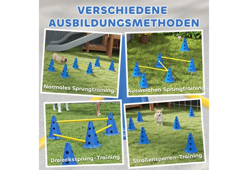 honden agilityset - 3-delig - draagtas - geel de PawHut en Bleu – photo produit 5 sur 5