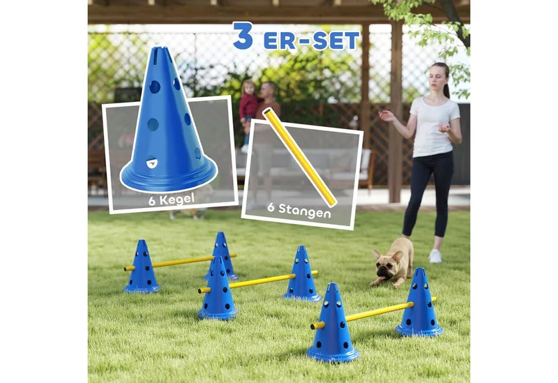 honden agilityset - 3-delig - draagtas - geel de PawHut en Bleu – photo produit 4 sur 5