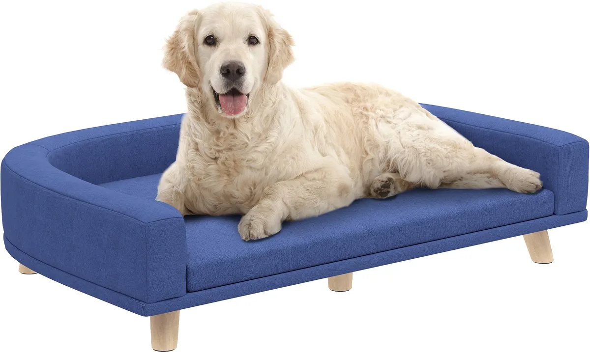 Hondenbank met Afneembaar Kussen - Hondensofa - Dierenbank - Hondenmand van PawHut in Blauw – productfoto