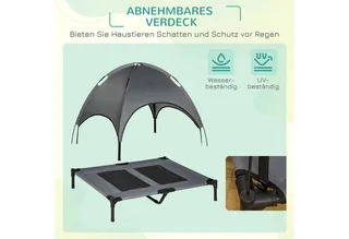 hondenbed - met dak - Ademend - met UV-bescherming de PawHut en Noir – photo produit 5 sur 5