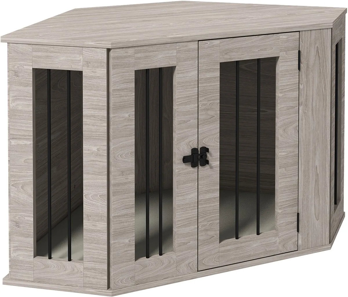 Hondenbench met houten frame en kussen - Hondenkooi, hondenhok - Walnoot fra PawHut i Natur – produktbillede