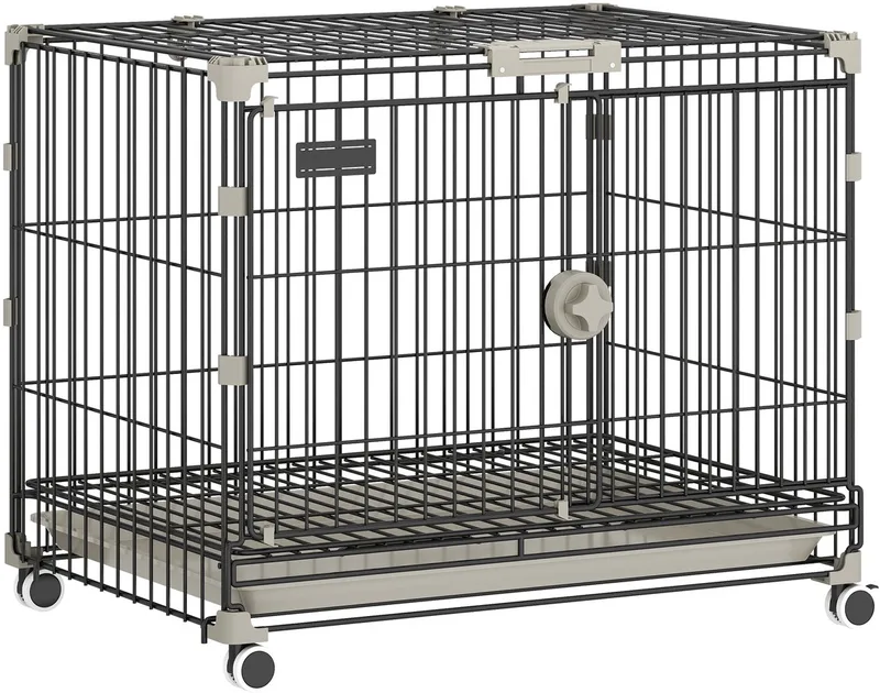 Hondenbench - Metaal, PP - 60,5x45,5x54,5cm - Zwart de PawHut en Gris – photo produit