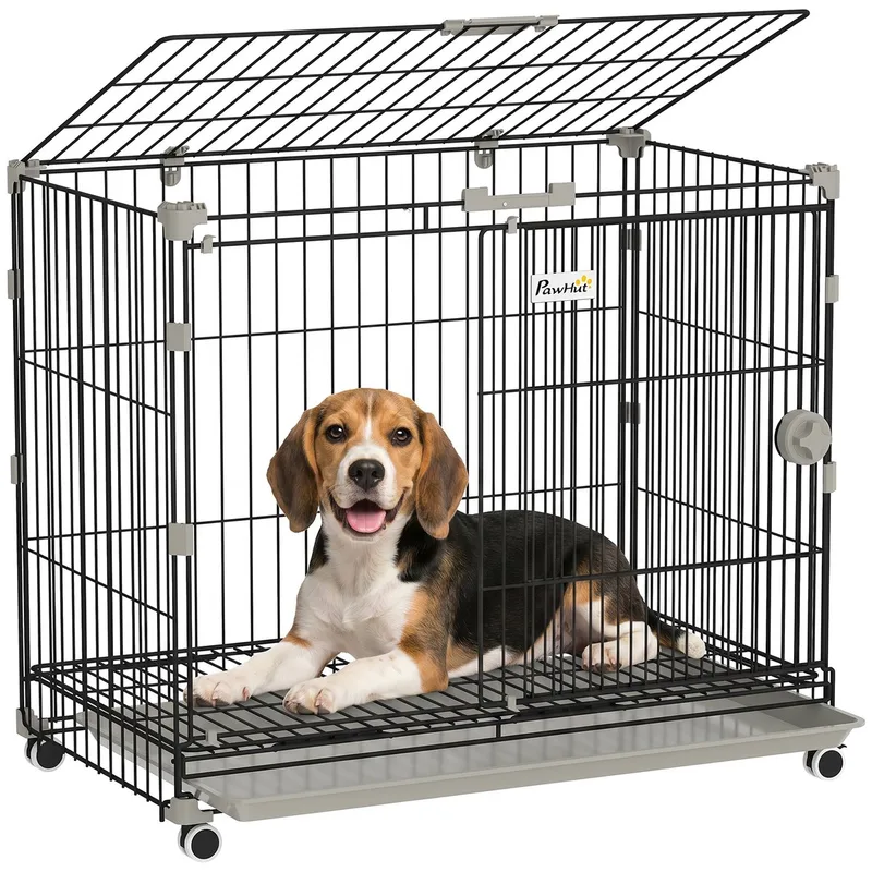 Hondenbench - Metaal, PP - 75,5 x 46 x 64,5 cm - Zwart de PawHut – photo produit