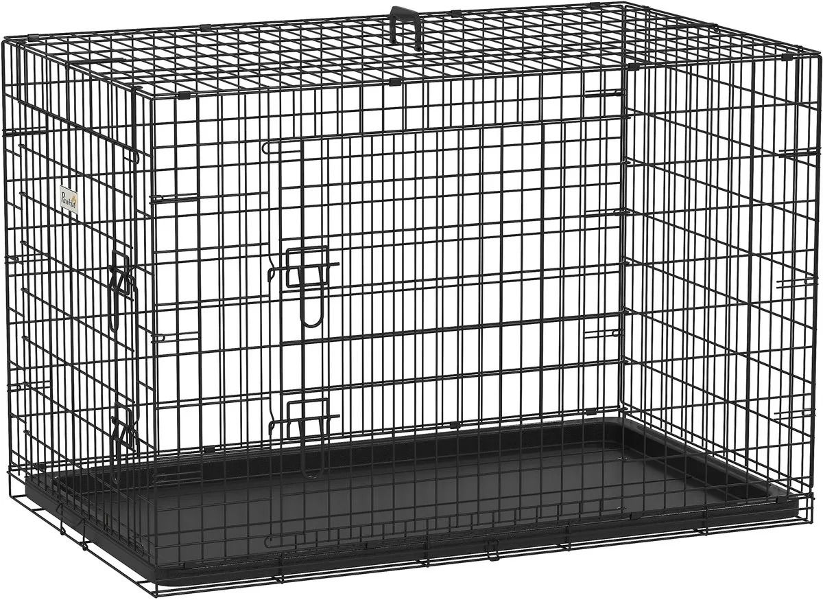 Hondenbench - Staal - 106 x 71,5 x 76 cm de PawHut en Noir – photo produit