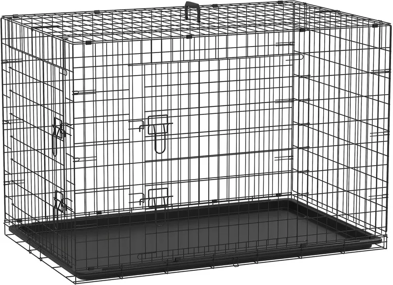 Hondenbench - Staal - 121x77x82cm - Zwart von PawHut – Produktfoto