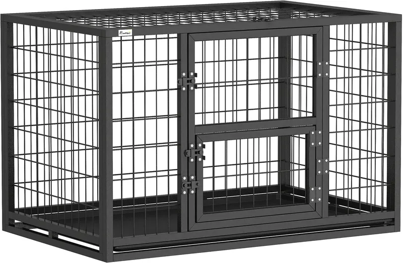 hondenbench - Staal, kunststof - 94 x 60 x 64 cm de PawHut en Noir – photo produit